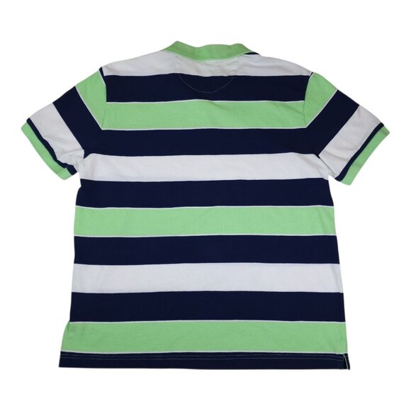 Chaps Boys Large Striped Polo Shirt Key Lime & Navy 100% Cotton - Picture 8 of 9